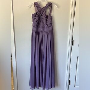 Monique Lhullier Bridesmaids lavender chiffon halter neck floor length dress 6